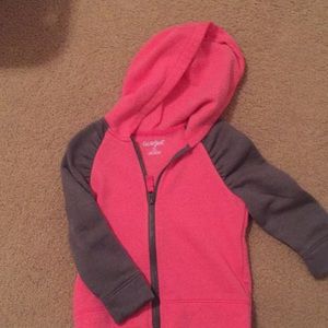 Pink and gray hooded zip up sweatshirt